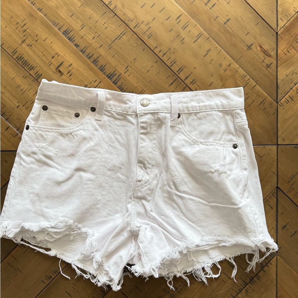 Pistola White Jean Shorts High-Waisted Distressed